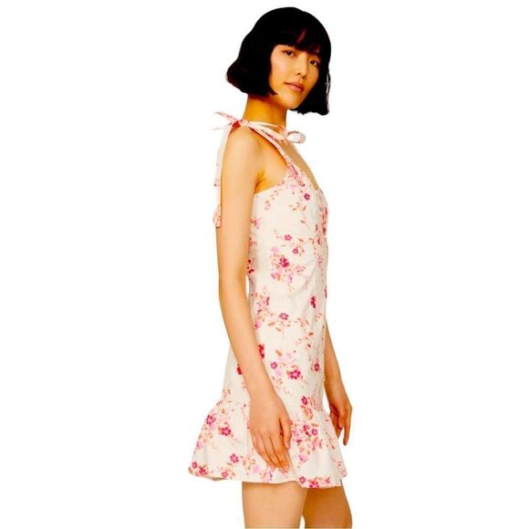 Louna Pink Floral Mini Dress Size Medium - Picture 2 of 8